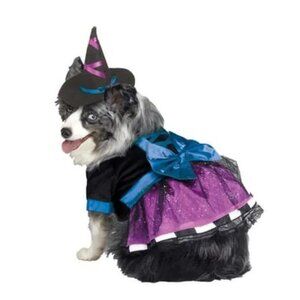 Dog Witch Costume W/ Hat Medium M Purple Black Blue Sparkly Tulle For Small Bree